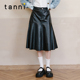 tanni冬季 新品 黑色百搭显瘦鱼尾下摆pu半身裙TL31SK001A