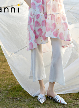 tanni通勤淑女优雅百搭轻薄宽松显瘦休闲喇叭裤TN11PA024A