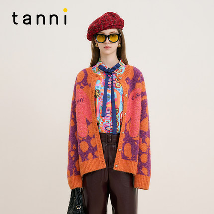 tanni新款通勤甜美时尚百搭简约气质针织开衫TM31KN009A