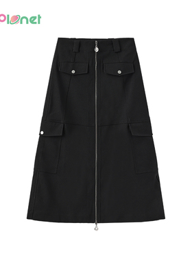 ta星同款】innplanet新款A字工装拉链半身裙女PN31SK023A