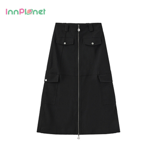 innplanet新款 拉链半身裙女PN31SK023A 甜酷少女百搭休闲A字工装