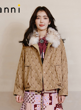 tanni秋冬新品可拆卸短款毛领设计宽松外套百搭女TL31DJ252A