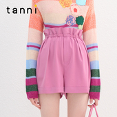 tanni25秋季 浪漫休闲多巴胺彩色花苞松紧腰百搭短裤 女TN11SP201A