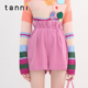 tanni25秋季 浪漫休闲多巴胺彩色花苞松紧腰百搭短裤 女TN11SP201A