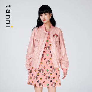 tanni25秋季 卡通印花粉色宽松百搭外套棒球服夹克女TK31JK012A 款
