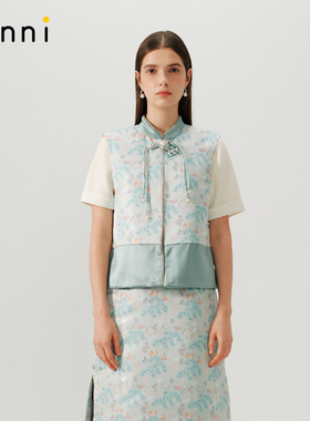 tanni25夏新款优雅立领改良新中式短款无袖坎肩马甲TO31VE300A