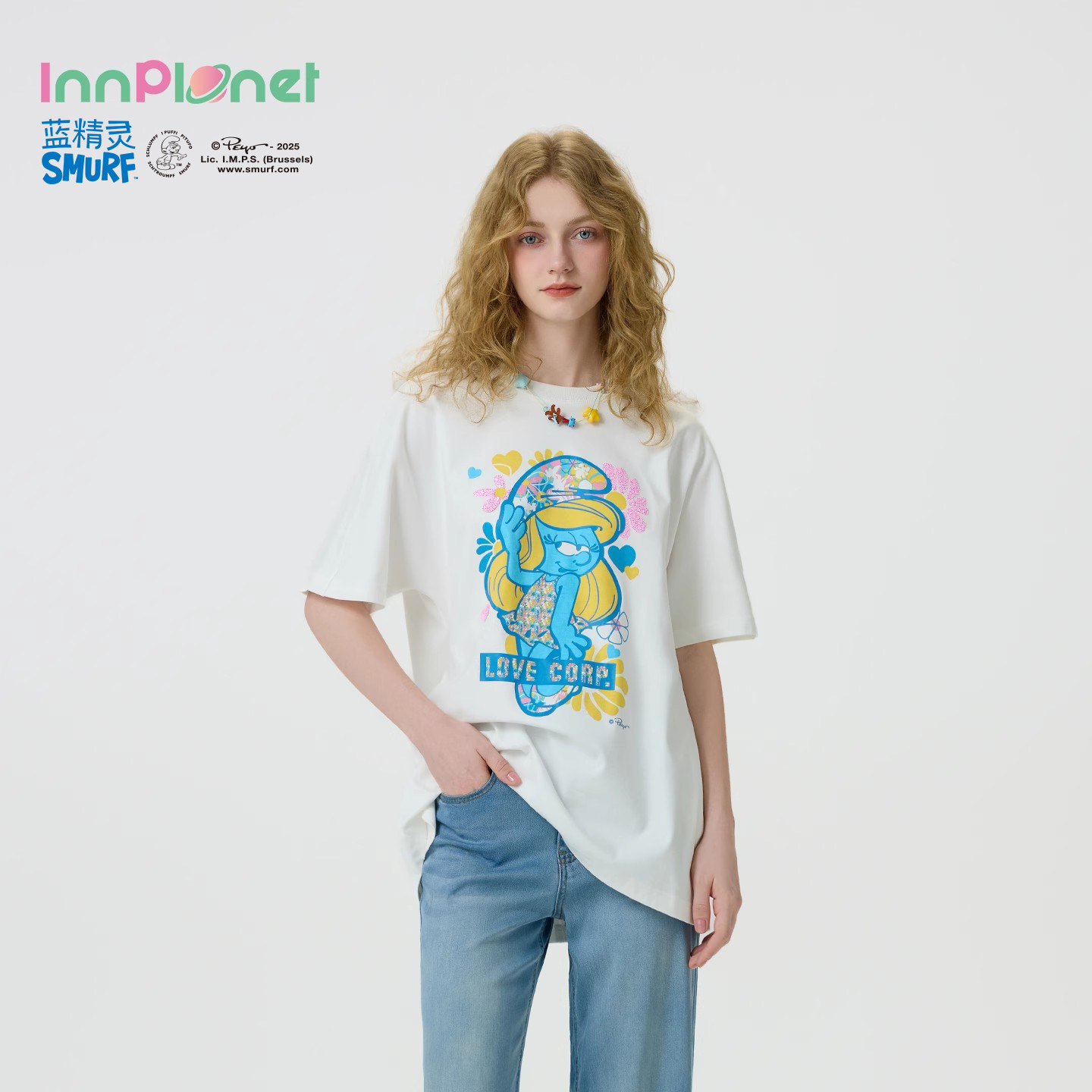 innplanet蓝精灵休闲立体印花T恤