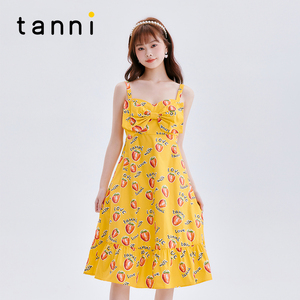 tanni甜美可爱俏皮度假海岛风休闲吊带式长款连衣裙TL11DR025A