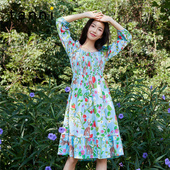 tanni新款 度假休闲X版 方领司马克设计连衣裙TM11DR033A