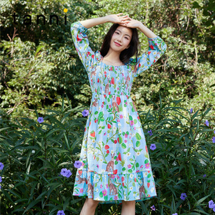 tanni新款 方领司马克设计连衣裙TM11DR033A 度假休闲X版