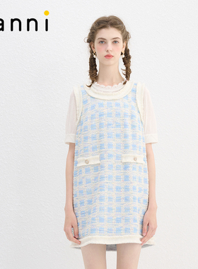 tanni新款法式复古小香风精致贵气无袖连衣裙TN11DR153A