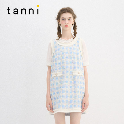 tanni新款法式复古小香风精致贵气无袖连衣裙TN11DR153A