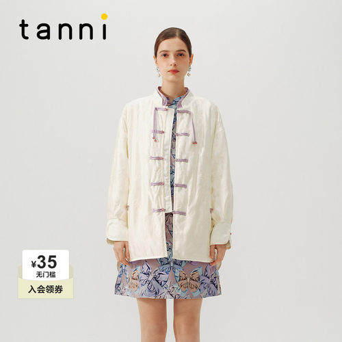 tanni绣花设计新中式短款羽绒服
