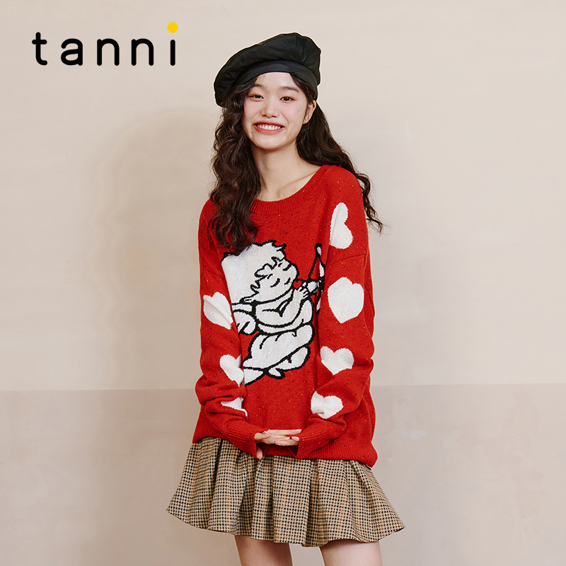 tanni圆领套头中长款针织衫