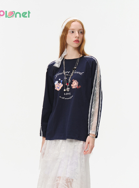 innplanet25秋新款大力水手合作系列宽松套头长袖T恤PO31TS816A