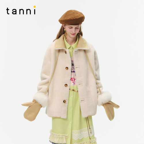 tanni新款气质名媛巴恩风简经典H型正反两穿皮草外套TO31OW015A