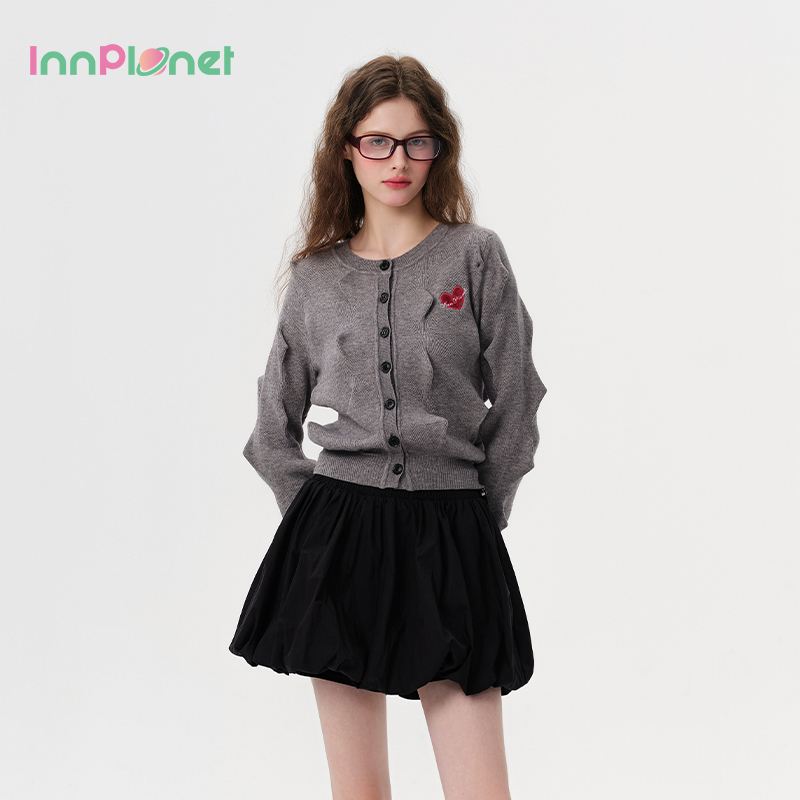 innplanet格雷系学院风针织衫