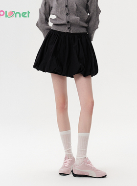 innplanet25春新款学院芭蕾风百搭显瘦A字花苞短裙女PO11SK013A
