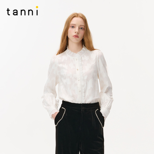 tanni25秋冬新款 女TO31SH021B 轻熟高智新贵优雅风剪花木耳边衬衫