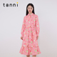 tanni新款 廓形宫廷风木耳边褶皱连衣裙TM11DR031A