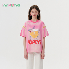 innplanet25夏新款大力水手潮牌宽松休闲印花短袖T恤女PO11TS816A
