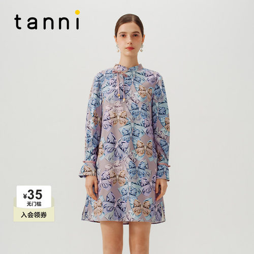 tanni印花新中式改良旗袍连衣裙