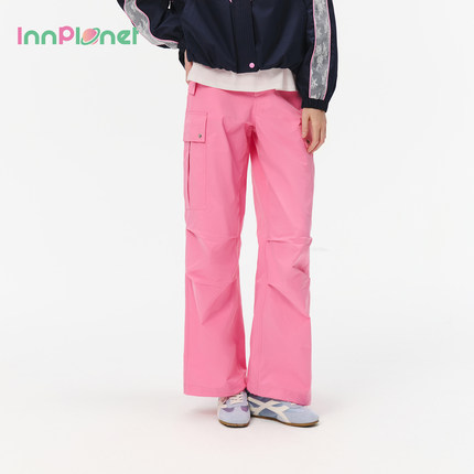 innplanet25秋新款甜酷风粉色休闲运动抽身潮流工装裤PO31PA011A