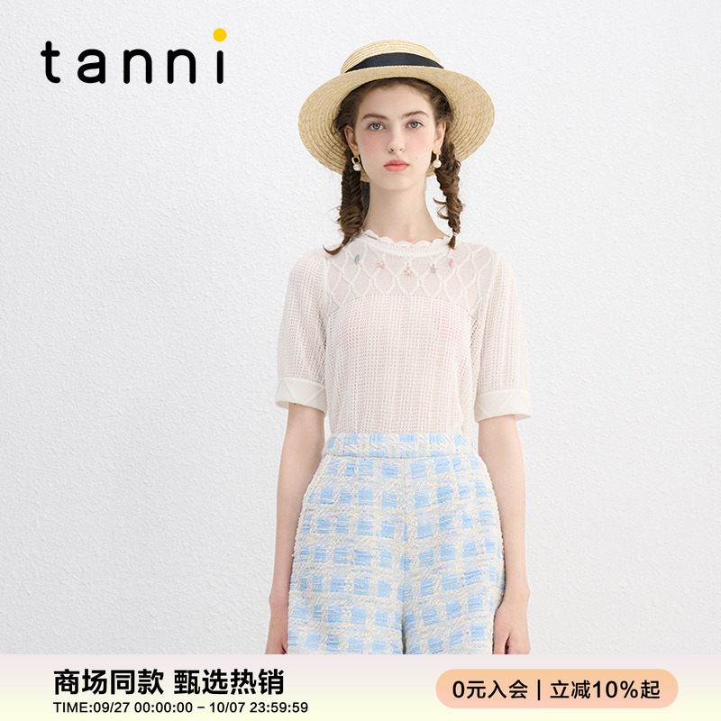 tanni浪漫氛围感泡泡袖针织上衣