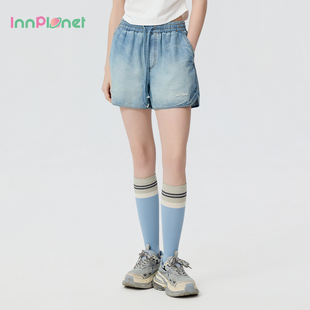 辣妹风氧气少女穿搭高弹松紧腰水洗牛仔短裤 innplanet26春季 新款