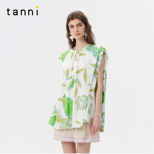 tanni宽松无袖A版显瘦圆领上衣