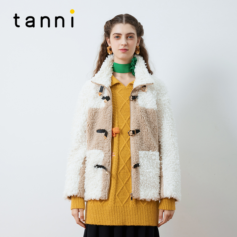 tanni极简都市风宽松拼接外套