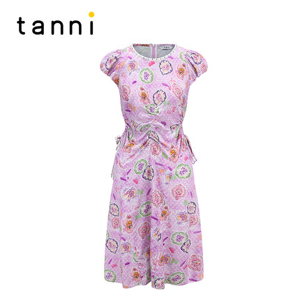 tanni新款复古宫廷风优雅气质腰部镂空连衣裙TM11DR095A