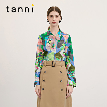tanni新款通勤百搭法式华丽气质衬衫女TM31SH001A