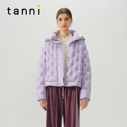 tanni元气少女淡紫色短款羽绒服