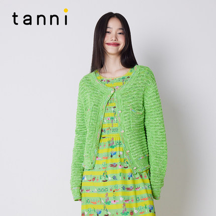 tanni新款休闲百搭气质设计感小香风针织开衫TM11KN062A
