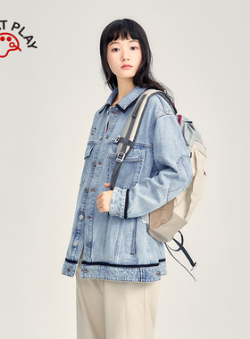 innplanet经典复古浅蓝色设计感宽松水洗牛仔外套PM31DE028A