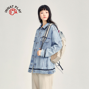 复古设计感chic宽松牛仔外套女PM31DE028A 款 INNAT PLAY25秋季