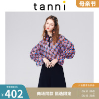 tanni春夏新品雪纺设计气质泡泡袖上衣商场同款衬衫女TK11SH003A