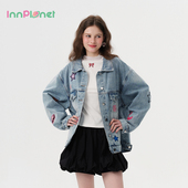 innplanet25春新款 可爱俏皮甜酷风彩色印花牛仔外套PO11DE012A