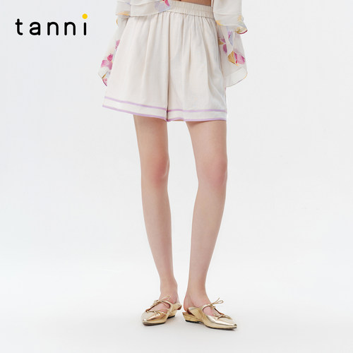 tanni撞色设计薄款显瘦休闲短裤
