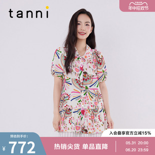 型泡泡袖 TM11SH003A 衬衫 通勤百搭花色甜美小A版 tanni新款