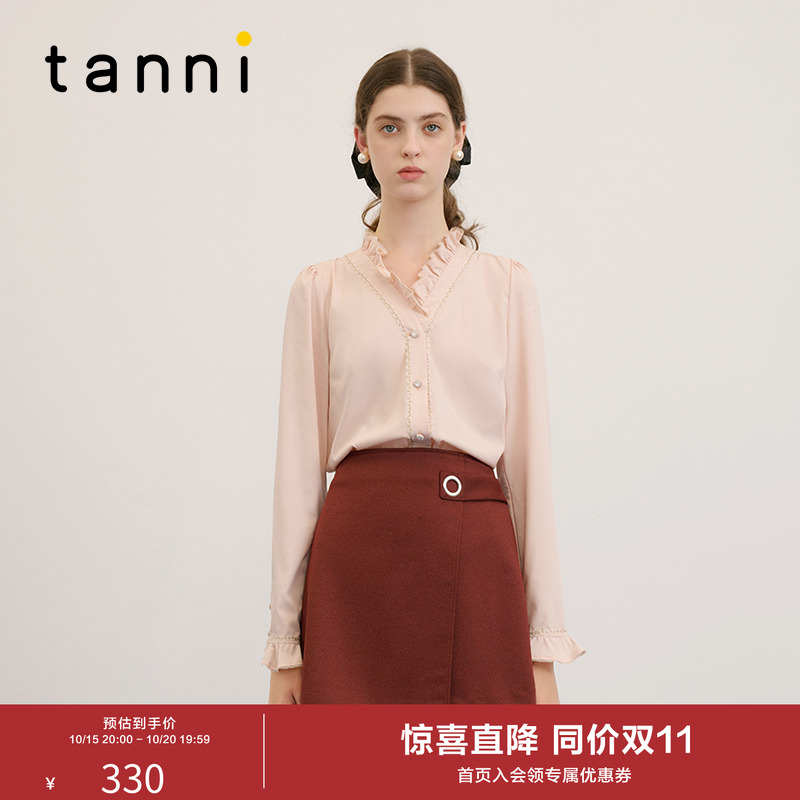 tanni气质荷叶边法式宫廷风衬衫