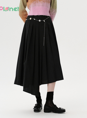 innplanet25春新款百搭垂坠感不规则设计感西装半身裙PO11SK014A