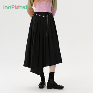 innplanet25春新款 半身裙PO11SK014A 百搭垂坠感不规则设计感西装