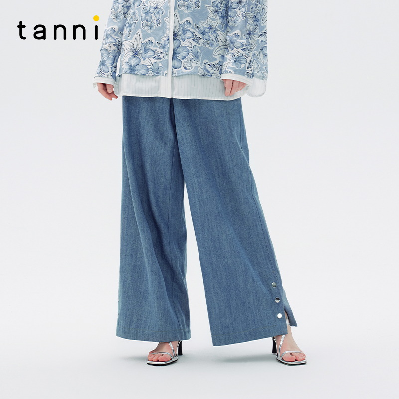 tanni通勤简约显瘦直筒牛仔裤