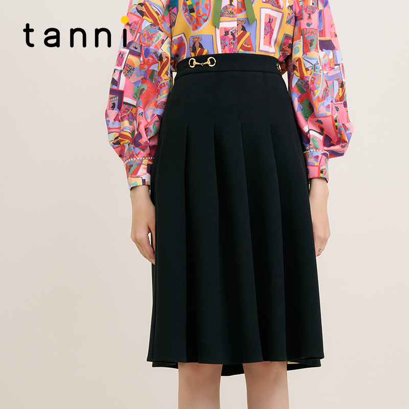 tanni通勤百搭廓形A字半身长裙