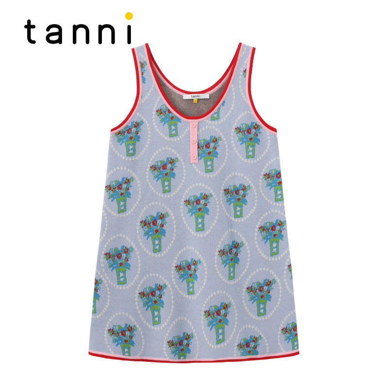 tanni2026春夏新款甜美淑女风印花叠穿无袖针织连衣裙TP11KN153A,女装/女士精品,连衣裙,淘宝优惠券,粉丝福利购,淘宝优惠卷