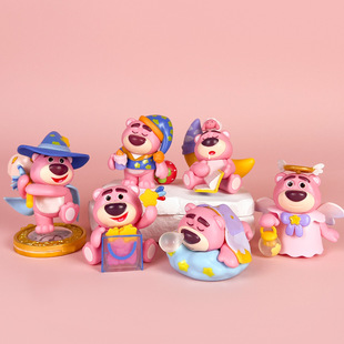 动漫手办网红草莓屁屁熊睡梦系列粉红小熊公仔摆件模型扭蛋机