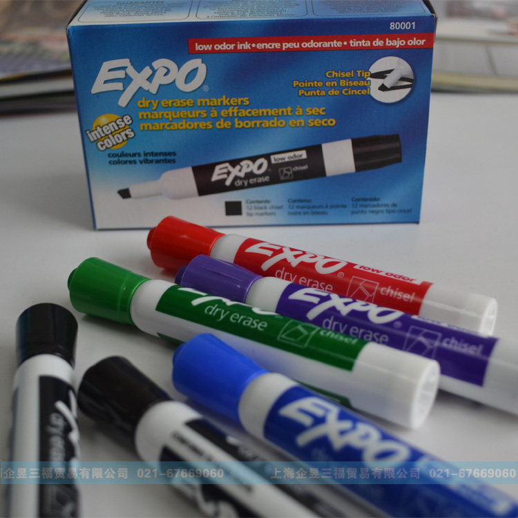 papermate比百美低气味方斜头白板笔Expo80001环保易擦除sharpie