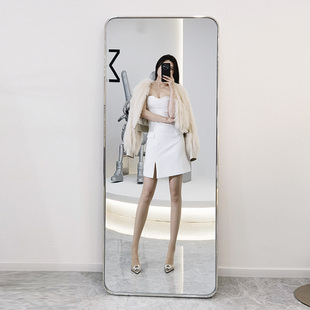 丽美特网红ins轻奢服装店穿衣镜不锈钢试衣镜全身镜显瘦 落地镜